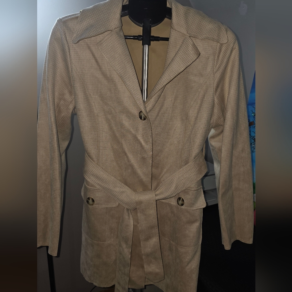 Solitaire Beige Trench Coat with Belted Waist